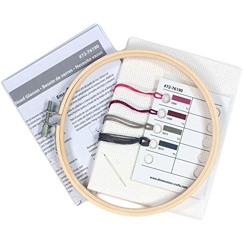 Dimensions 72-76190 Need Glasses Counted Cross Stich Kit, 14 White Aida, 6" Diameter - color: Need Glasses
