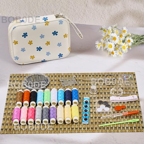Bobode Sewing Sets & Kits Travel Sewing Kit for Adults - color: 87PCS-Flower White
