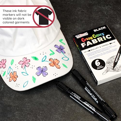 U.S. Art Supply Super Markers Black Dual Tip Fabric Markers - style: 6-Marker Black Set