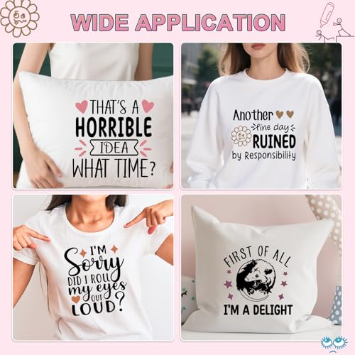 Sarcastic Iron on Transfers for Tshirts - 20Pcs Dtf Transfers Ready to Press, Funny Quotes Iron on Decals Patches, Humor Phrases Heat Transfer Stickers for Clothing Bags Hat DIY Crafts - color: Sarcastic631
