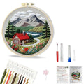 Huacan 1pc House Embroidery Kits for Beginners Mountains River Landscape Small Cross Stitch Kits Ideal for Crafting Art & Gifts