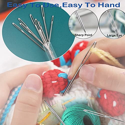 55 PCS Large Eye Sewing Needles, 5 Sizes Hand Sewing Needles, Including Embroidery - 50PCs with 4 Pcs Needle Threader and 1 Measuring Tape - color: 55 pack