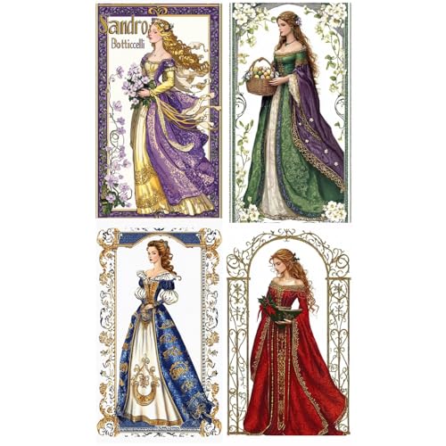 4 Pack Elegant Woman Stamped Cross Stitch Kits for Adults - Embroidery Kits for Beginners Adults,11 CT Patterns Dimensions Counted Cross Stitch Kits for Arts Craft Kits,16X28inch
