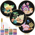 TINDTOP 4 Pack Embroidery Kit for Adult, Embroidery DIY Starter Kit - color: Shell