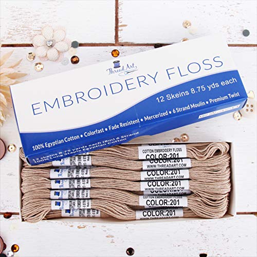 12 Skeins ThreadArt Cotton Embroidery Floss, Beige - color: Beige