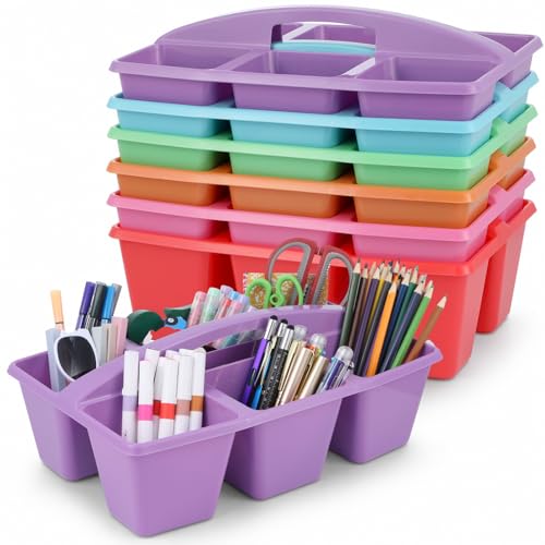 6 Pack Classroom Caddy with Handle, 6 Compartment (Rainbow) - color: Rainbow
