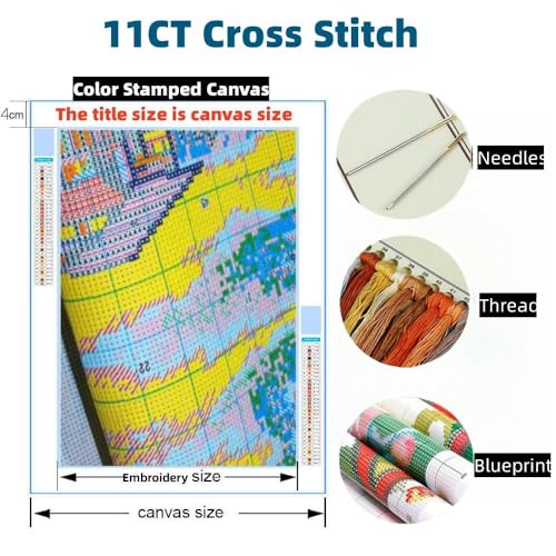 DIY Stamped Cross Stitch Kits Night Wolf Dreamcatcher for Beginners Easy 11CT Needlepoint Embroidery Counted Cross Stitch Kits Art Craft Wall Decoration and Gift 40x50cm(1)