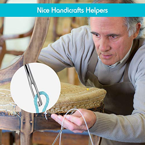 6 Pieces 10 Inch Upholstery Needles Long Straight Hand Sewing Needles Large Eye Stitching Needles for Home Upholstery Webbing Carpet Leather Canvas Repair Arts Crafts Projects