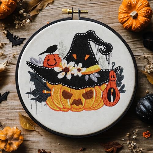 COCOMOX Embroidery kit for Beginners, Halloween Hand Craft Gift - color: Halloween pattern