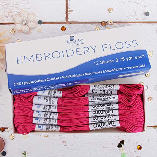 12 Skeins ThreadArt Cotton Embroidery Floss, Magenta - color: Magenta