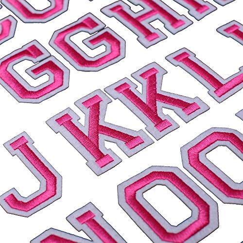 J.CARP 104Pcs Pink Alphabet A to Z Patches, Iron on Sew on Letters for Clothing, Hats, Shoes, Backpacks, Handbags, Jeans, Jackets etc. - color: 104pcs, Pink