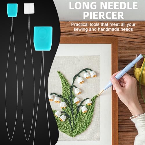 10Pcs Long Punch Needle Threader,Embroidery Needle Threader for Needles