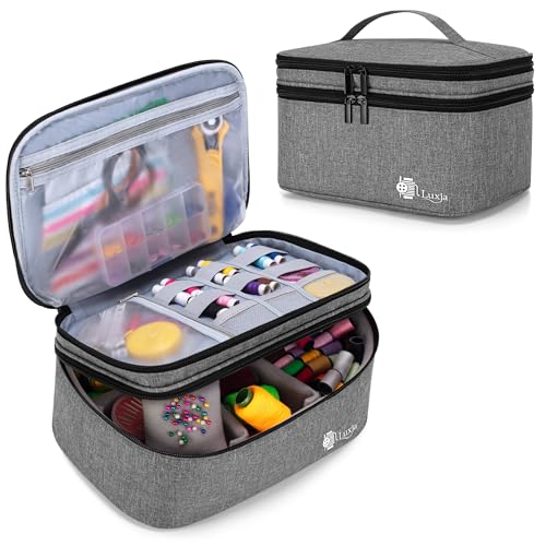 Luxja Double-Layer Large Sewing Organizer, Gray - color: Gray, size: Large