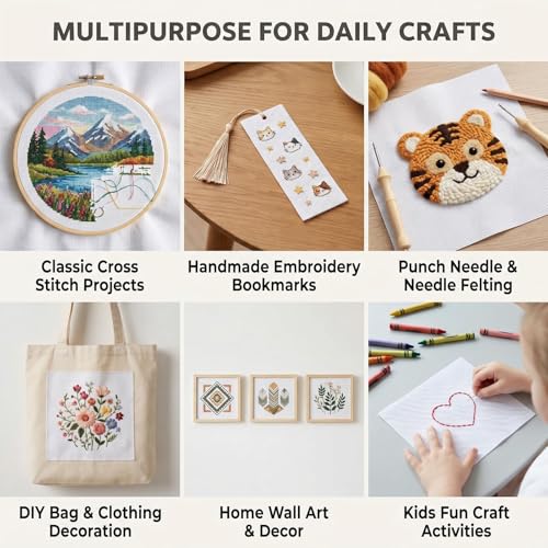 3PCS Cross Stitch Aida Fabric 14 Count, 18x12 Inch White Embroidery Cloth, Blank Needlepoint Canvas for DIY Cross Stitch Crafts