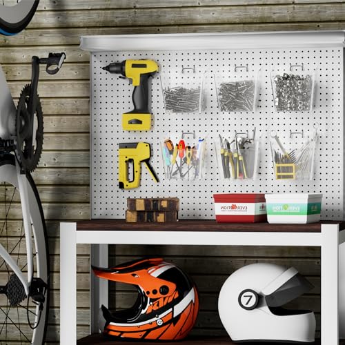 Clear Large Pegboard Cups, 6Pack Peg Board Square Storage Bins With Hooks - color: Clear