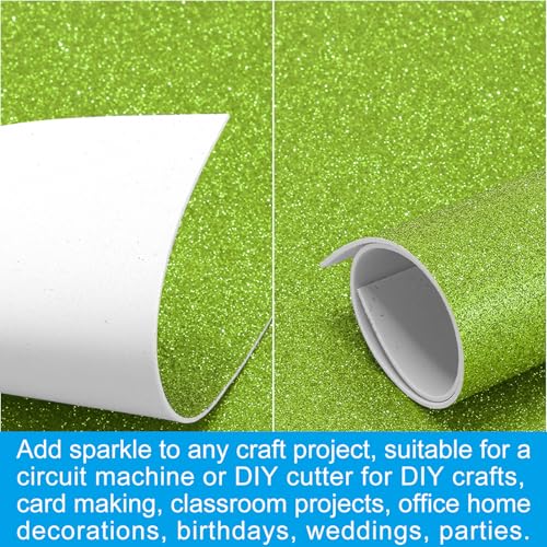 PATIKIL Light Green Shiny EVA Glitter Foam Sheet 11.8 x 7.9 Inch 2mm Thick Sparkle EVA Glitter Felt for Crafts DIY Project, 5 Pcs - color: Light Green