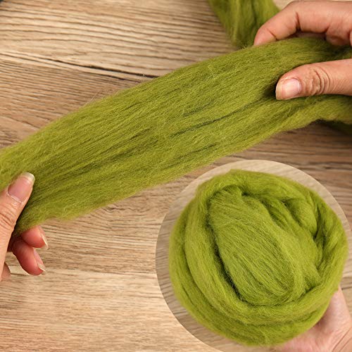 3.53oz Needle Felting Wool Roving Wool for Felting Wool Felting Supplies - color: grass green