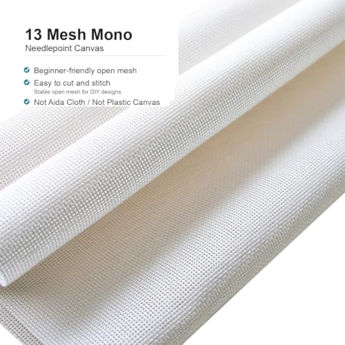 13 Mesh Needlepoint Canvas Starter Set, 2 Pack, 20 x 18 Inch