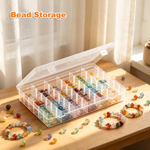 2 Pack 36 Grids Clear Organizer Box with Dividers, 10.9 x 6.9 x 1.8 in - color: 2 Pack, size: 36 Grids(10.9 x 6.9 x 1.8 inch)