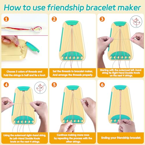 Maynacs Friendship Bracelet Making Kit for Girls 8-12, 28 Pre-Cut Threads - color: Cyan