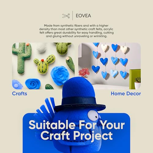 EOVEA | Acrylic Felt Fabric by The Yard | 72" Wide | 1.6mm Thick | Soft & Durable Non-Fraying Felt | for DIY Crafts, Sewing, Upholstery, Costumes & Padding(Royal Blue, 1 Yard) - color: Royal Blue, size: 1 Yard