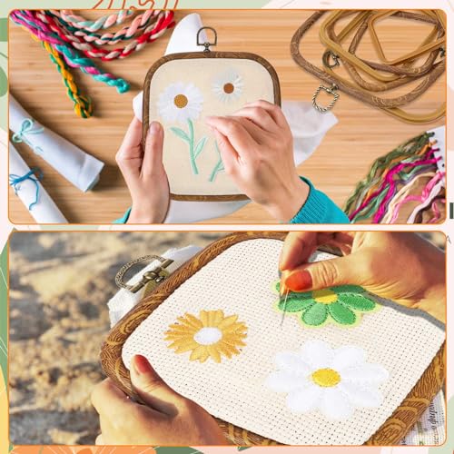 Qunclay 6 Pcs Square Embroidery Hoop Frame 3 Sizes Cross Stitch Display Hoops Ring for Art Craft DIY Sewing and Hanging Ornaments Decor