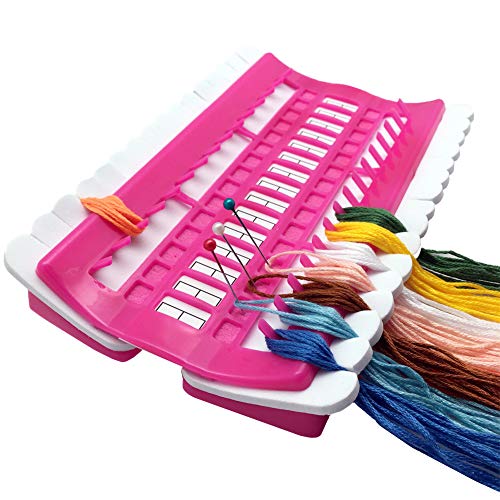 30 Positions Floss Organizer Embroidery Shelf Thread Organizers for Cross Embroidery Thread Holder with 4Pcs Replaceable Paper Card Needle Holder (Rose) - color: Rose