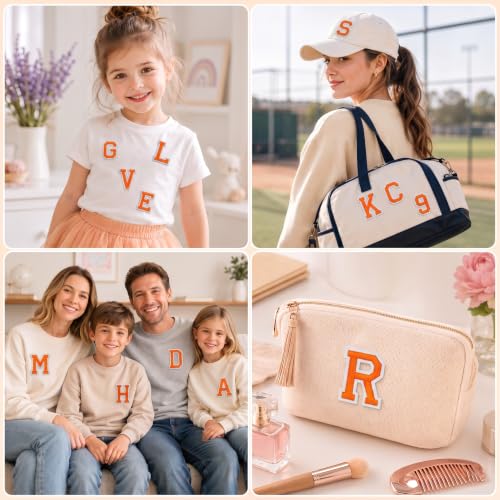 Jongdari Iron on Letters, 52 Pcs Alphabet Patches with Ironed Adhesive, Decorate Repair Patches for Shirts Jackets Hats Jeans Shoes Bags(Orange) - color: Orange, size: 52 Letters