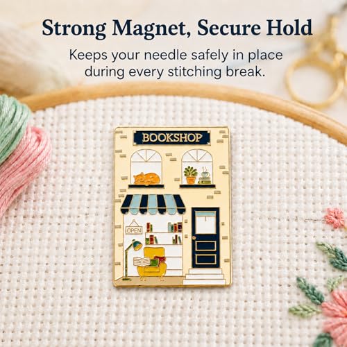 Magnetic Needle Minder, Needle Minder for Cross Stitch Embroidery Sewing, Cute Funny Needleminder Needle Holder, Strong Magnet Needle Nanny, Gift for Women Stitch Lovers, (Bookstore) - color: Bookstore