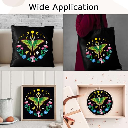 Nuberlic Moth Embroidery Kits for Beginners,Cross Stitch Kits - color: Moth