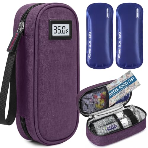 Medineed Temp Display Travel Case Fit 2 Mounjaro & Zepbound Pens, Burgundy - color: Burgundy