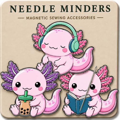 Kraftex Magnetic Needle Minder. Needleminder for Embroidery & Sewing. Cute Needlepoint Accessories. Magnetic Needle Holder for Cross Stitch. Cute Magnet Pin Gift - color: Axolotls