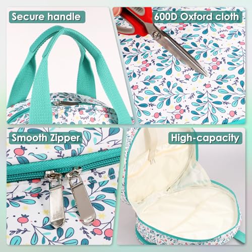 Embroidery Project Bag, Embroidery Supplies Storage Carrying Tote Case with Multiple Pockets and Handle, Cross Stitch Bag, Double Layer Embroiderys Project Bags for Floss Hoops Thread (Lake Blove) - color: Lake Blove