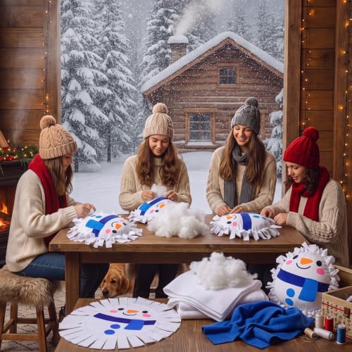 Weysat 6 Sets Winter Snowman Tied Pillow Craft Kit DIY No Sew Fleece Gifts - style: Winter Snowman