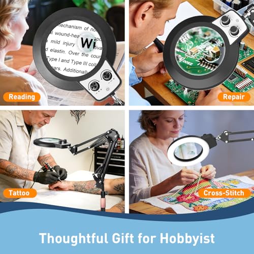 KIRKAS Magnifying Floor Lamp, 12X 30X 11.2in Stable Base Magnifier Black - color: Black, size: 12X 30X 11.2inch