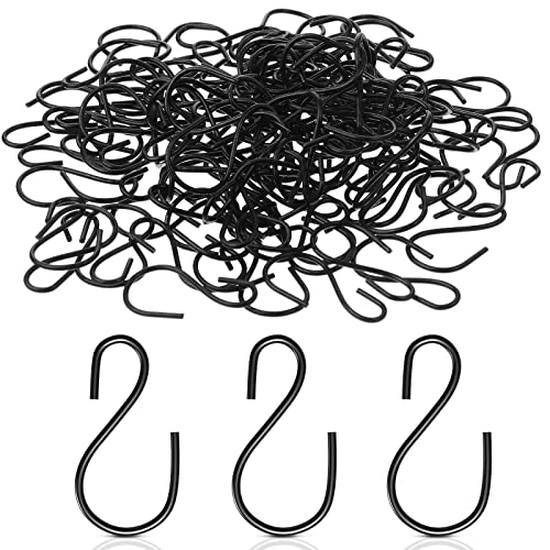 Sratte 120 Pcs Mini S Hook for Hanging 1 Inch Metal, Black - color: Black