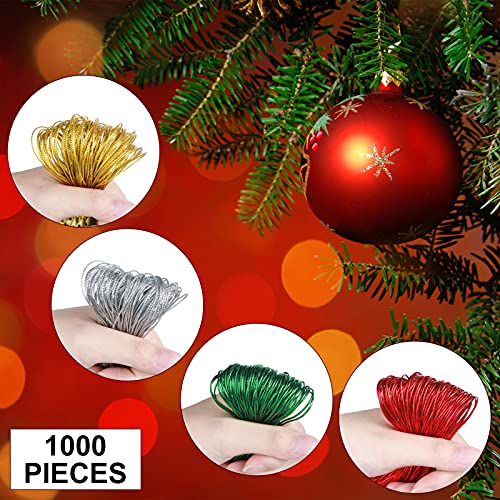 Shappy 1000 Pcs Christmas Ornament Hooks, Gold, Silver, Red, Green - color: Gold, Silver, Red, Green