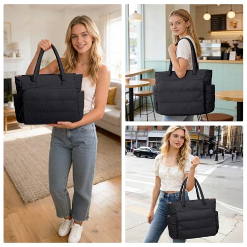 Teamoy Puffy Embroidery Bag Organizer, Cross Stitch Bag, Black - color: Black