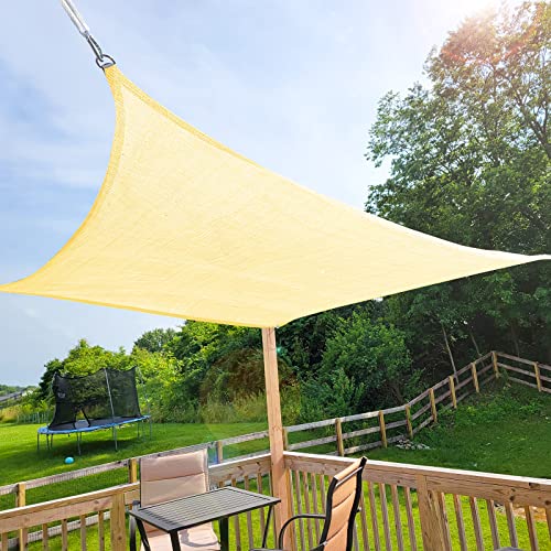 MIYA Patio Sun Shade Sail Canopy, 16' x 20' Edge Double-Layer Reinforcement Rectangle Shade Cloth Block Sunshade Fabric - Outdoor Cover Awning Shelter for Pergola Backyard Garden Yard (Sand Color)