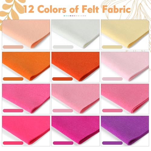 HaoFeiJH 6Pcs Felt Sheets 8"x20" (Soft Rainbow 12pcs) - color: Soft Rainbow 12pcs