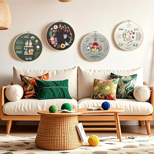 Craftwiz Embroidery Kit for Beginners, 4 Patterns, Learn 31 Stitches