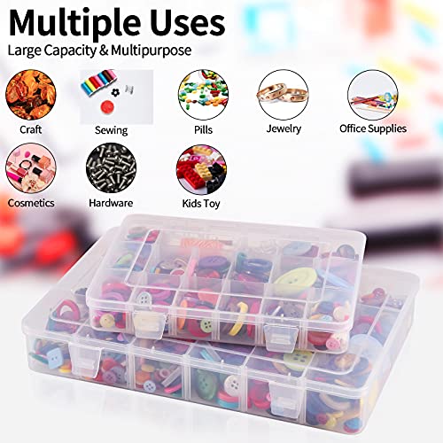 Exptolii 18 Grids Plastic Organizer Box with Dividers, Clear Compartment Container Storage for Washi Tapes Beads Crafts Jewelry Fishing Tackles, Size10.8 x 7.7 x 1.7 in - size: 1x Large 18 Grids