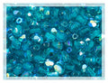 100pcs Faceted Fire Polished Pressed Czech Glass Beads 4mm (0.16in), Aqua Blue AB 60150-27801 - color: Aqua Blue AB