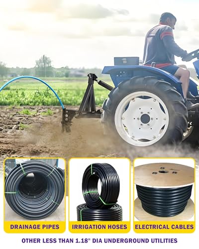 Pipe Layer Attachment Fits Hitch Mounted Ripper Trencher Accessories, Flexible Pipe Layer Fits Any 3-Point Ripper Hitch Lawn Subsoiler for ATV UTV Tractor, Light Duty Max Dia 1.18" with 2pcs U-Bolts