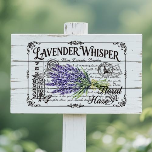 Peacoblue Vintage Lavender Rub On Transfers for Furniture Craft 6"x12" - style: Vintage Lavender and Text