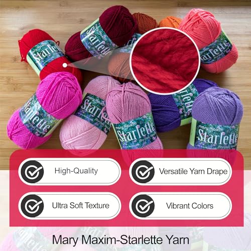 Mary Maxim Starlette Yarn, Soft Acrylic Yarn, 3.5 OZ, 180 Yards, Cardinal - color: Cardinal