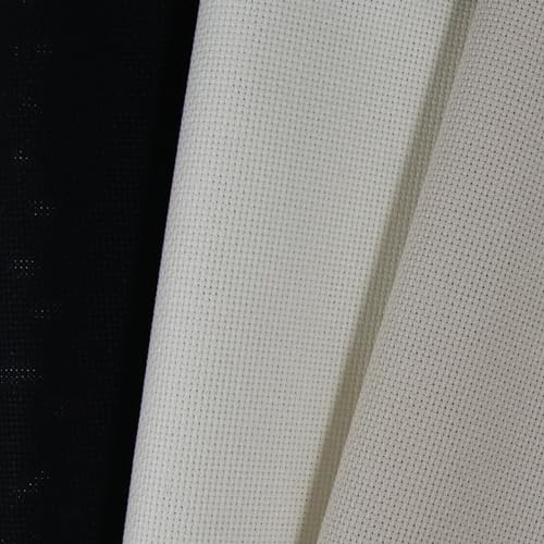 KCS 3 pc of 15" x 18"(38cmx45cm) Counted Cross Stitch Cotton Aida Cloth Needlework Rolled Fabric Box,18CT,Antique White+Pearl Grey+Black - color: Antique White+pearl Grey+black, size: 18CT
