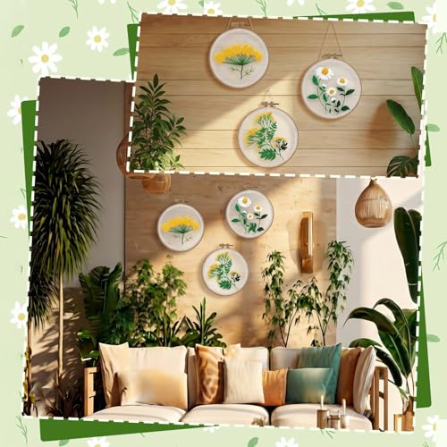 Ovveroche 3 Sets Embroidery Kit for Beginners, Flower Cross Stitch Kits