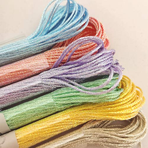 KCS 6-Strand Cross Stitch Metallic Variegated Pearl Shiny Embroidery Floss (6 skeins, Solid Color 3) - color: Solid color 3