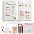 Bonroy Beginner Embroidery Stitch Book with Fabric Pages, Essential Stitches in Structured Learning Order for Adults, DIY Sewing Kit with Floral Motifs, Practice Patterns